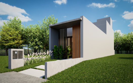 Casa Contemporânea, compacta, funcional e econômica, ideal para terrenos estreitos ou partes de lote. 